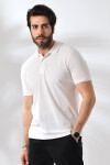 Erkek Beyaz Polo Yaka Basic Pamuklu Tişört