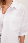 Erkek Beyaz Oversize Düşük Omuz Kısa Kol Basic Gömlek