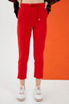 Kadın Kırmızı Beli Lastikli Duble Paça Kumaş Pantolon