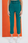 Kadın Zümrüt Yeşili Kemerli Yüksek Bel Kumaş Pantolon