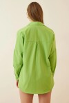 Kadın Fıstık Yeşili Sade Düz Araboy Basic Oversize Gömlek