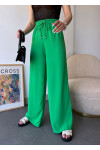 Kadın Yeşil Beli Lastikli Dökümlü Salaş Pantolon