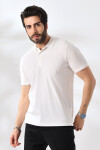 Erkek Beyaz Polo Yaka Basic Pamuklu Tişört