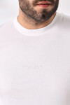 Erkek Beyaz Yuvarlak Yaka Baskılı Pamuklu Tişört