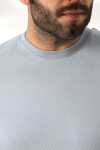 Erkek Gri Yuvarlak Yaka Basic Süprem Pamuklu Tişört