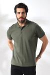 Erkek Haki Polo Yaka Basic Pamuklu Tişört