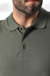 Erkek Haki Polo Yaka Basic Pamuklu Tişört