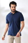 Erkek İndigo Polo Yaka Basic Pamuklu Tişört