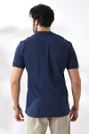 Erkek İndigo Polo Yaka Basic Pamuklu Tişört