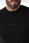 Erkek Siyah Yuvarlak Yaka Baskılı Pamuklu Tişört