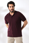 Erkek Vişne Polo Yaka Basic Pamuklu Tişört