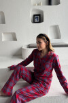 Kadın Kırmızı Kareli Pamuklu Pijama Takımı