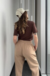 Kadın Taş Yüksek Bel Paça Lastikli Dökümlü Eşofman Pantolon